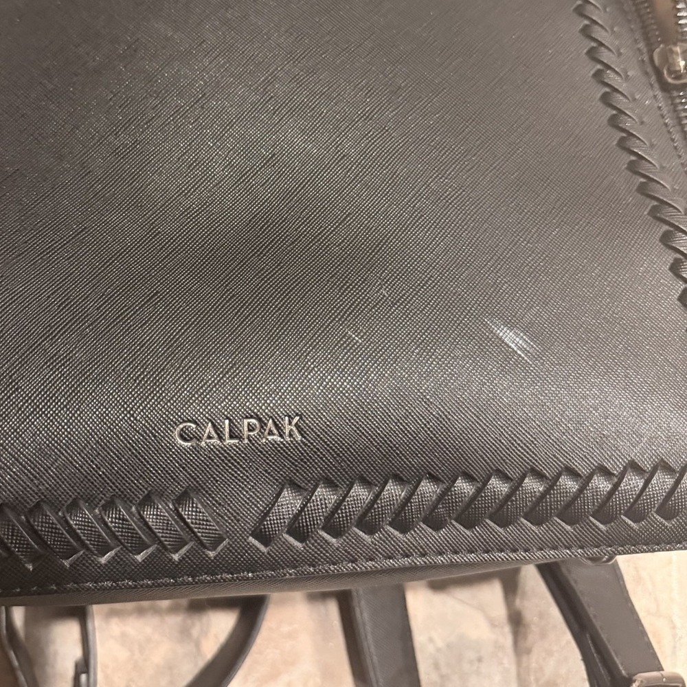 CALPAK Kaya 15" Laptop Backpack Full Zip Black Leather Travel Work Bag Luggage - Picture 2 of 10